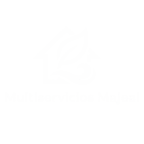 Logotipo de Multiservicios Majeal con diseño de casa y hoja, servicios integrales del hogar.